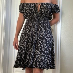 Black Off the Shoulder, Peasant Top Dress